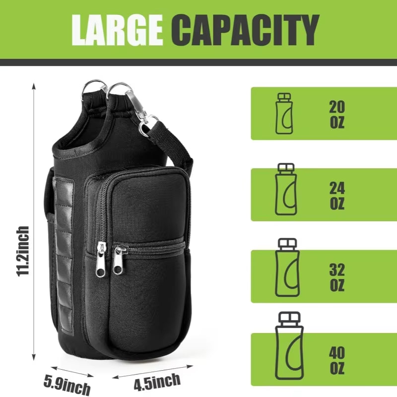 Magnetic Water Bottle Carrier with Phone Pocket & Shoulder Strap - Perfect for Gym Use!