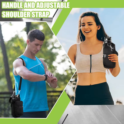 Magnetic Water Bottle Carrier with Phone Pocket & Shoulder Strap - Perfect for Gym Use!